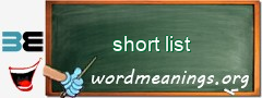 WordMeaning blackboard for short list